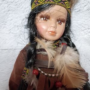 Native American Doll Cathay Collection Porcelain Northern Indian Collectible
